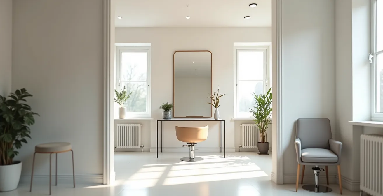 Espace de consultation minimaliste et calme favorisant l'échange professionnel