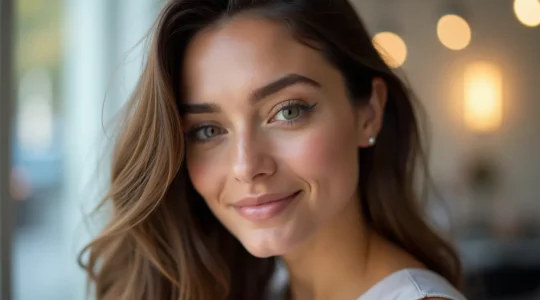 Femme aux cheveux élégamment coiffés reflétant confiance et identité personnelle