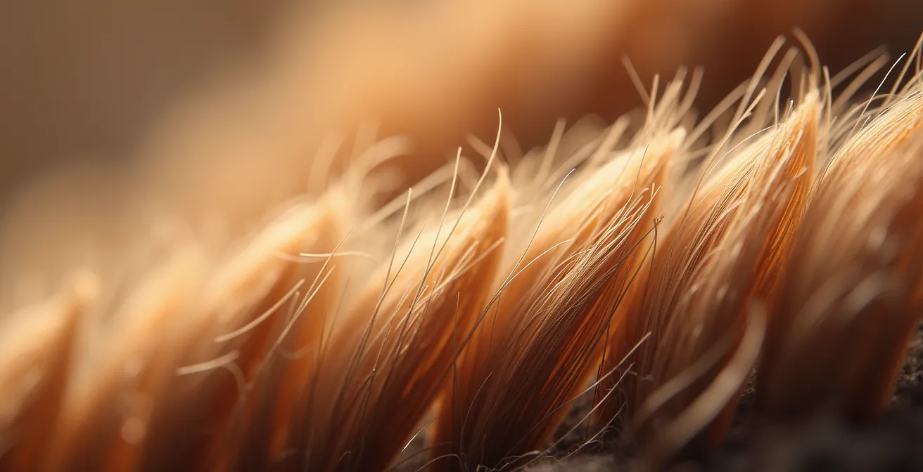 Détail macro de la structure et texture naturelle des cheveux