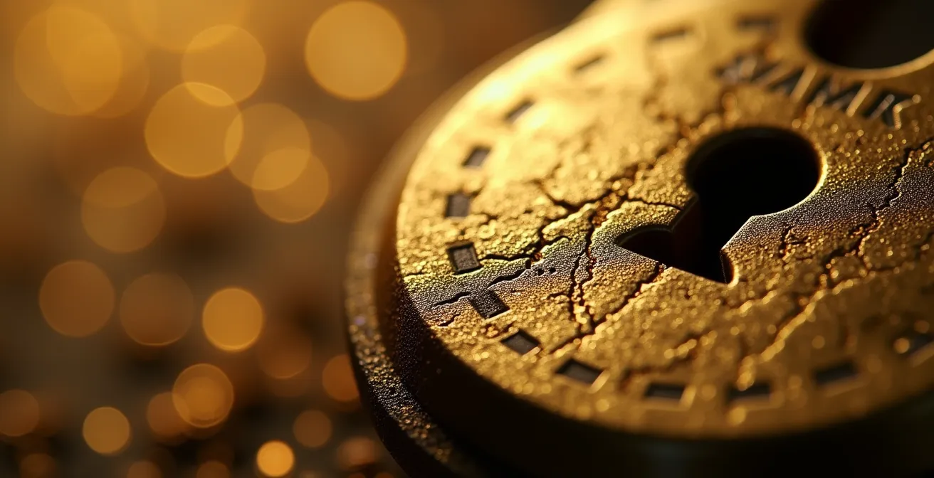 Vue macro des traces de crochetage sur un cylindre de serrure