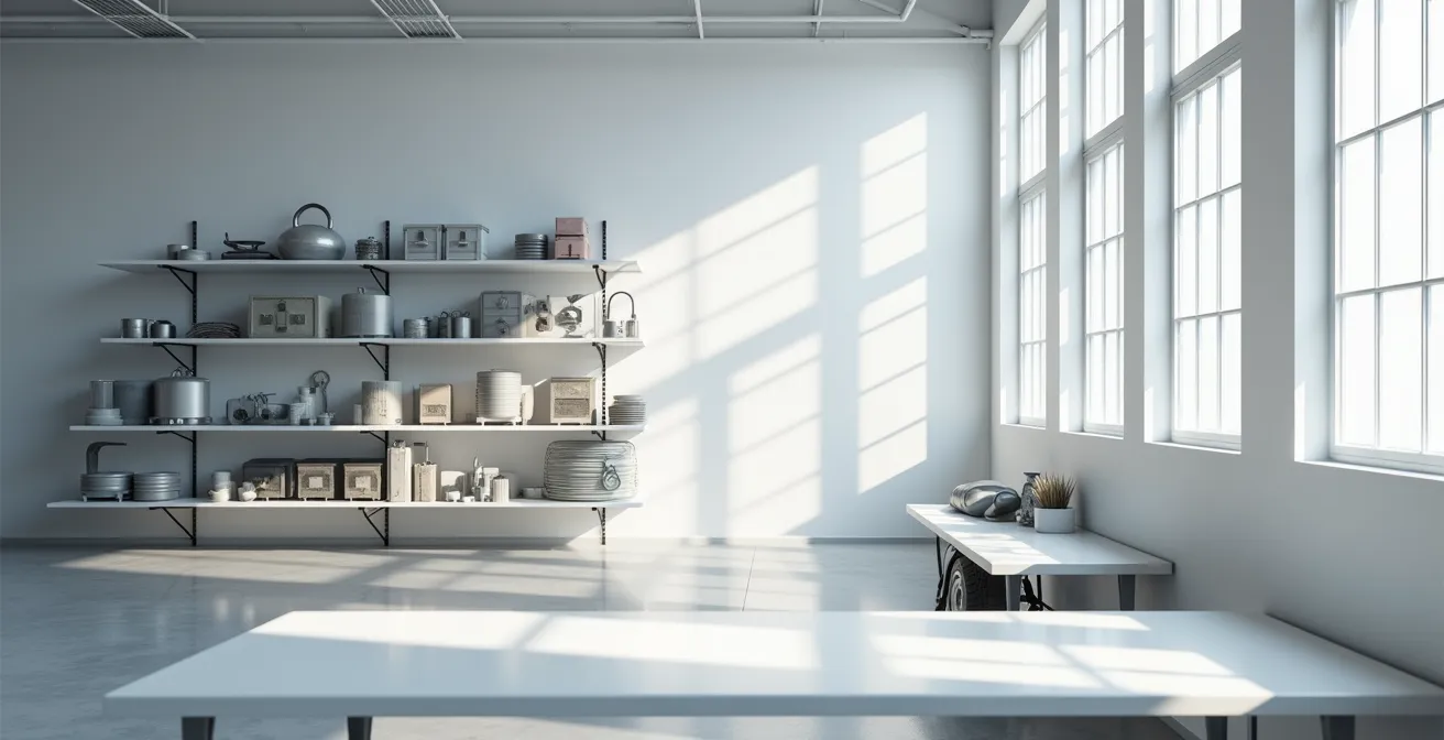 Espace de service après-vente professionnel avec outils et équipements de sécurité