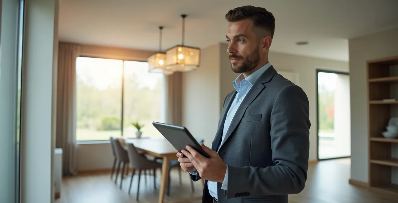 Expert réalisant un diagnostic technique avec tablette numérique