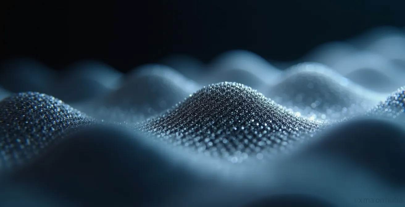 Vue macro d'une forme d'onde sonore représentée par des filaments métalliques vibrants