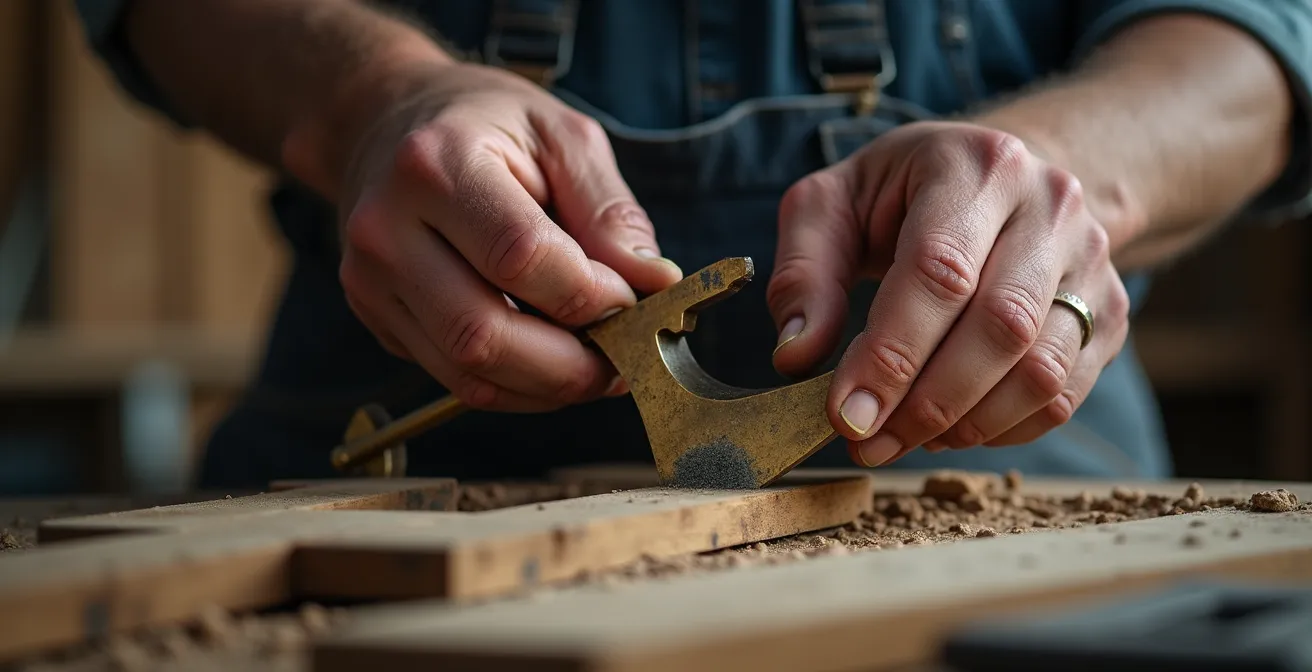 Gros plan sur des mains expertes manipulant des outils de précision