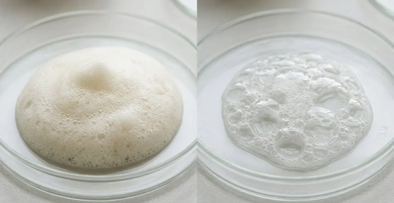 Comparaison entre une mousse dense à fort foisonnement et une mousse plate sans volume