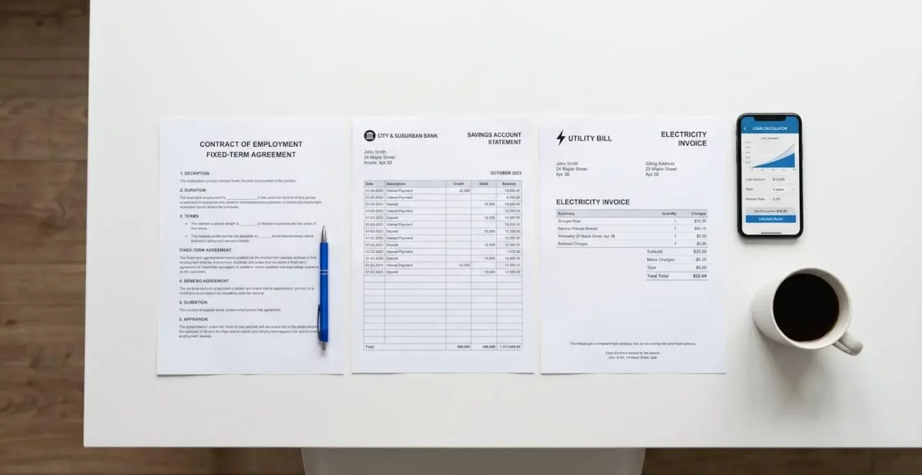 Documents nécessaires pour un dossier de prêt immobilier : CDD, relevé d'épargne, simulation téléphone.